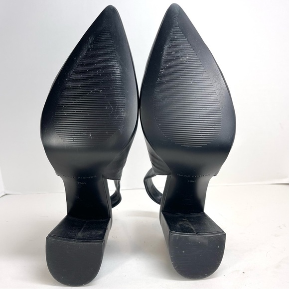 Marc Fisher Women’s Black Leather Slingback Pointed Toe Block Heels Size 10M‎ - Picture 8 of 10